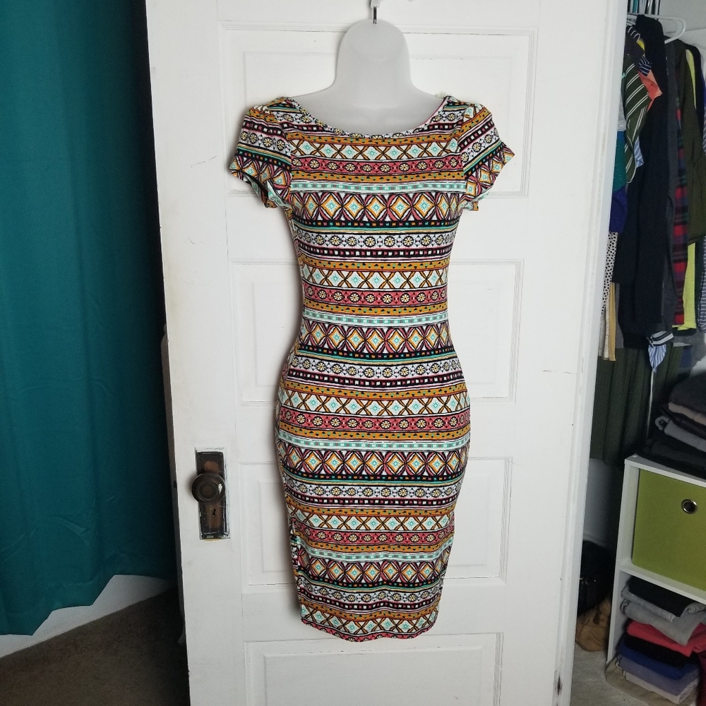 Backless Aztec Print Dress